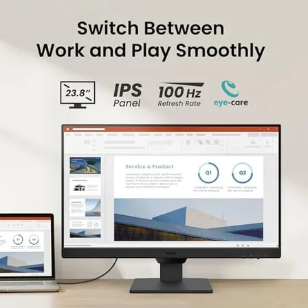 Detalle de los puertos traseros del BenQ GW2490E mostrando 2 HDMI, DisplayPort y jack de audio