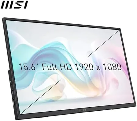 Vista lateral del MSI Pro MP165A E6 mostrando el grosor de 1,38 cm y los puertos USB-C y HDMI