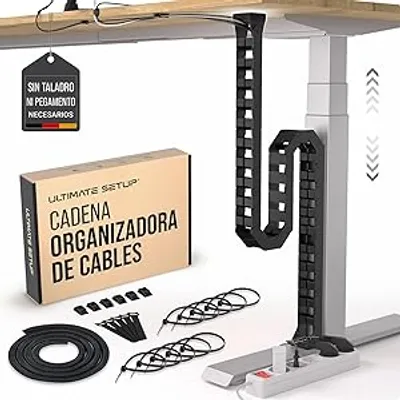 Cadena portacables para escritorio elevable: review del organizador de cables de 49,90 € (2026)